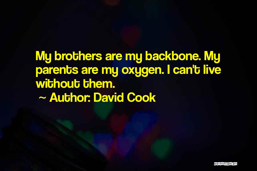 David Cook Quotes: My Brothers Are My Backbone. My Parents Are My Oxygen. I Can't Live Without Them.