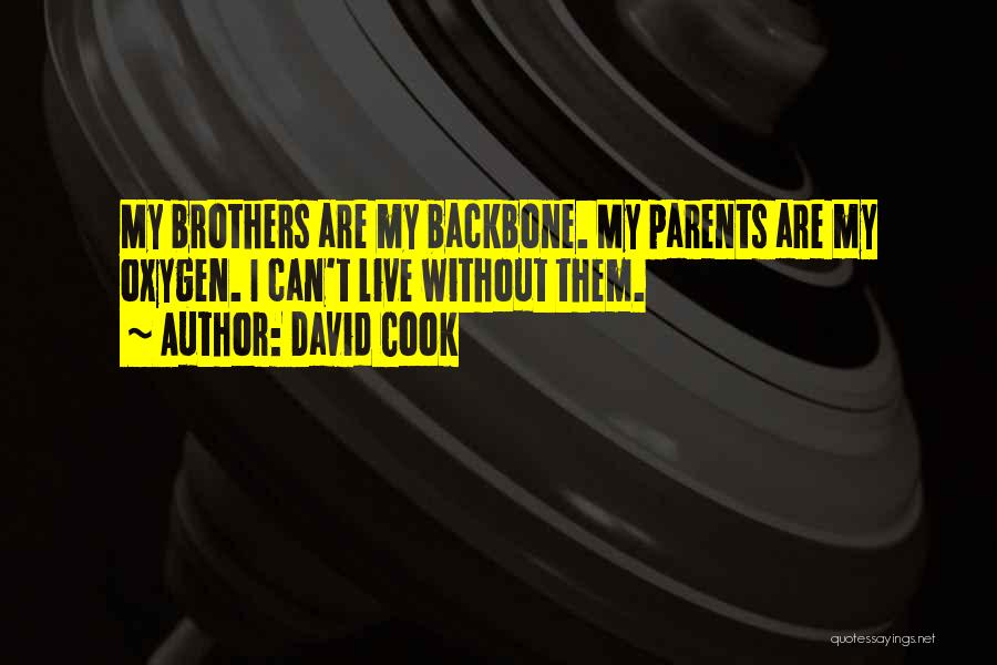 David Cook Quotes: My Brothers Are My Backbone. My Parents Are My Oxygen. I Can't Live Without Them.