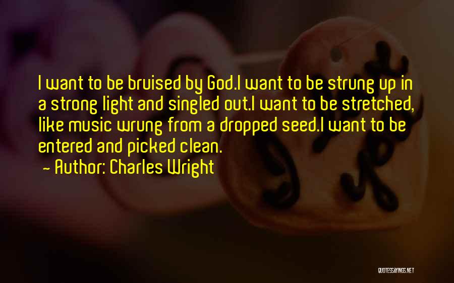 Charles Wright Quotes: I Want To Be Bruised By God.i Want To Be Strung Up In A Strong Light And Singled Out.i Want