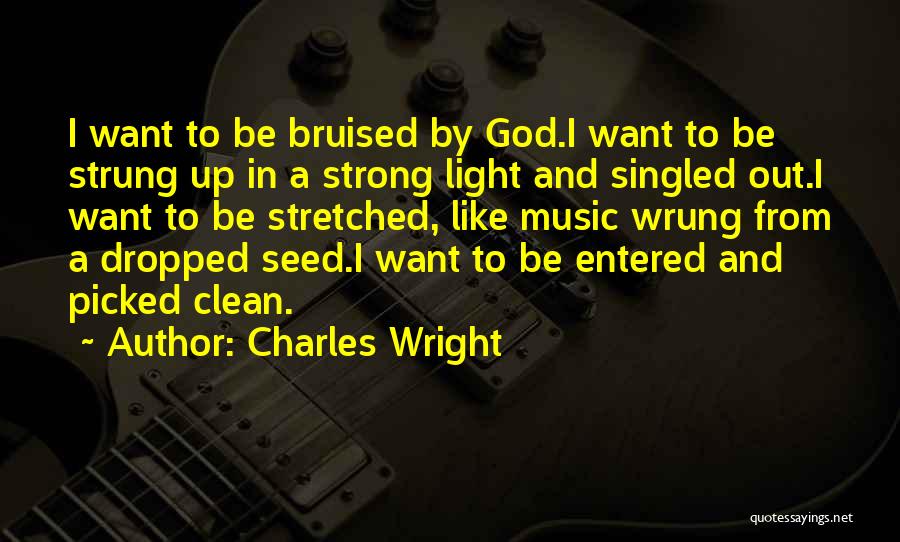 Charles Wright Quotes: I Want To Be Bruised By God.i Want To Be Strung Up In A Strong Light And Singled Out.i Want