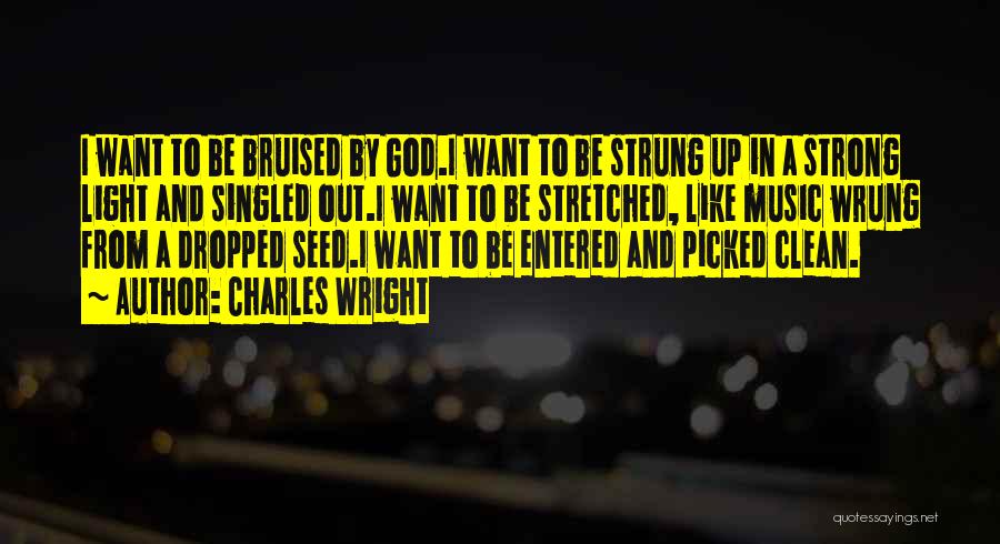 Charles Wright Quotes: I Want To Be Bruised By God.i Want To Be Strung Up In A Strong Light And Singled Out.i Want