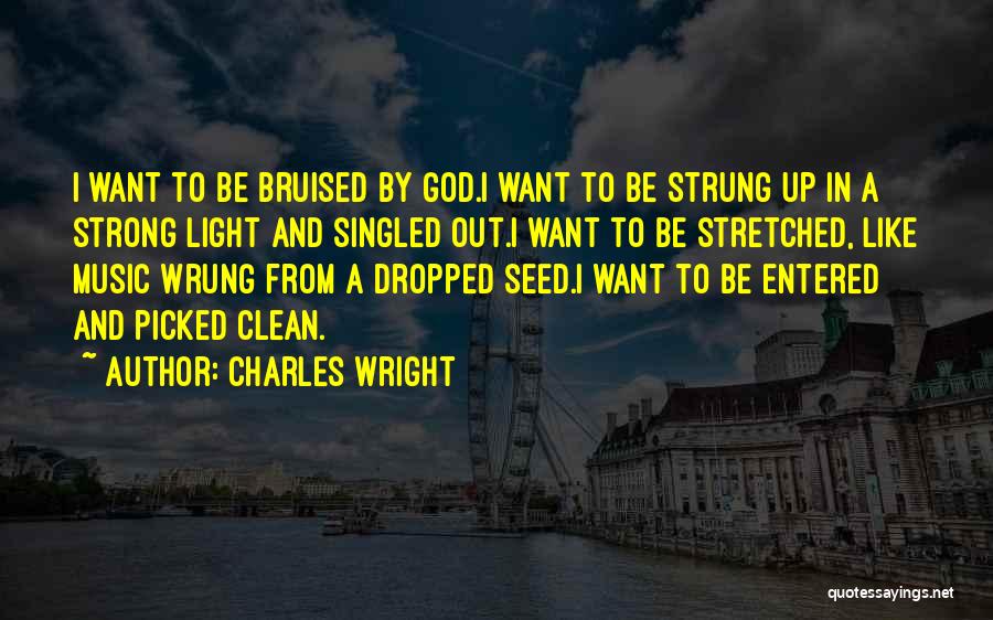 Charles Wright Quotes: I Want To Be Bruised By God.i Want To Be Strung Up In A Strong Light And Singled Out.i Want