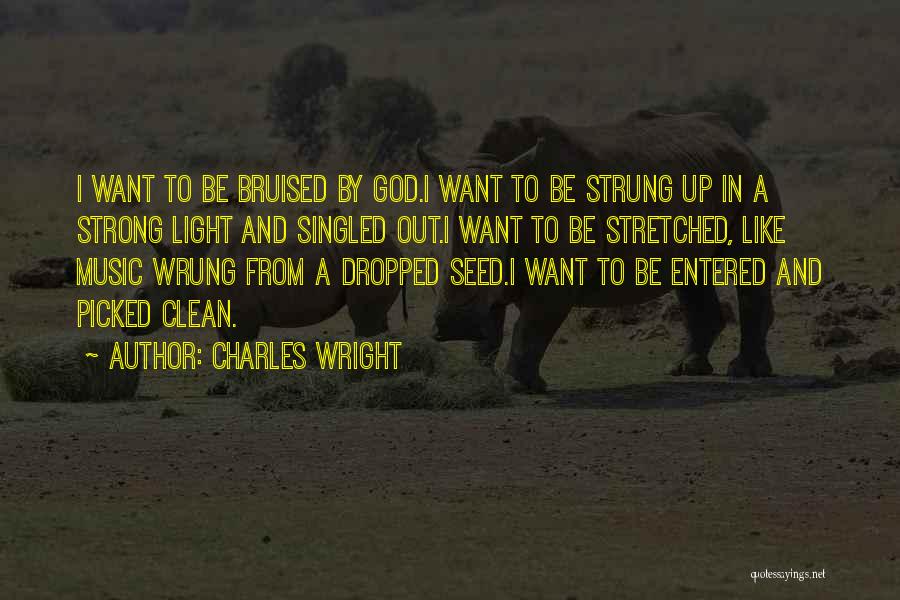 Charles Wright Quotes: I Want To Be Bruised By God.i Want To Be Strung Up In A Strong Light And Singled Out.i Want