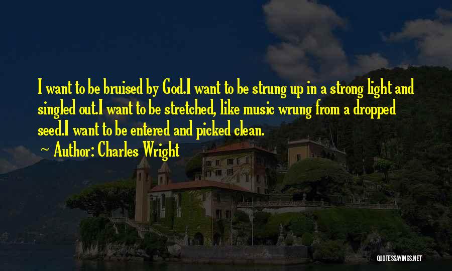 Charles Wright Quotes: I Want To Be Bruised By God.i Want To Be Strung Up In A Strong Light And Singled Out.i Want