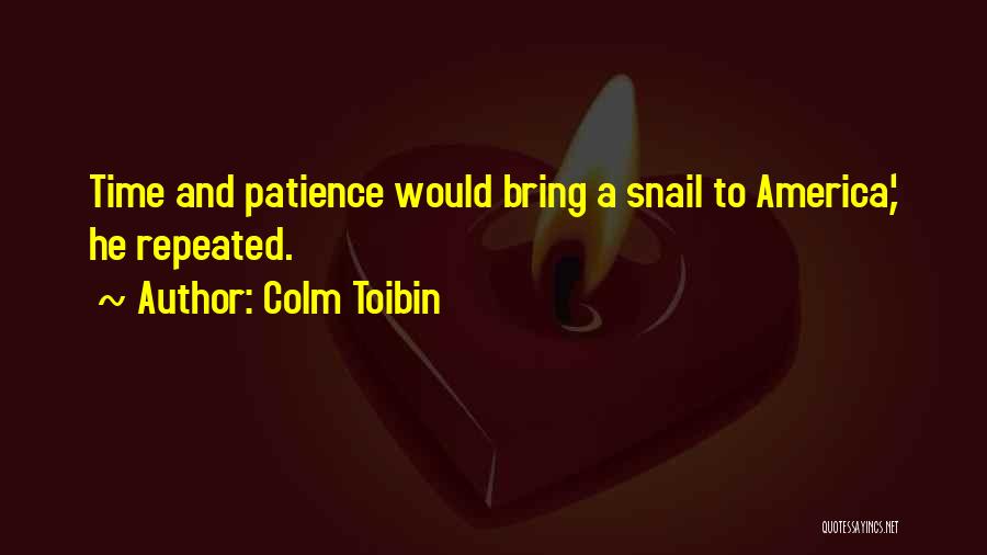 Colm Toibin Quotes: Time And Patience Would Bring A Snail To America,' He Repeated.