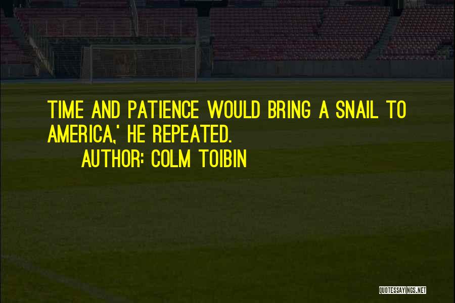 Colm Toibin Quotes: Time And Patience Would Bring A Snail To America,' He Repeated.