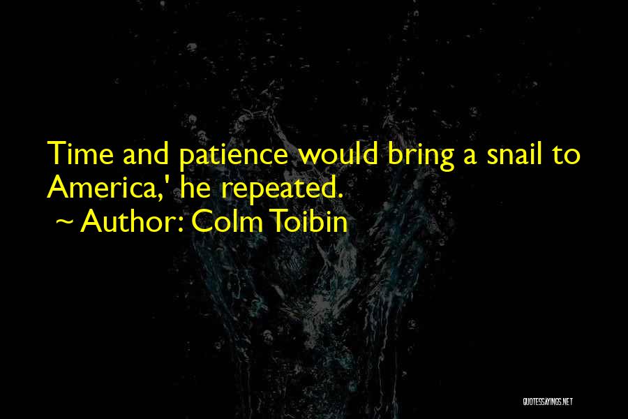 Colm Toibin Quotes: Time And Patience Would Bring A Snail To America,' He Repeated.