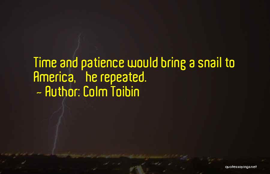 Colm Toibin Quotes: Time And Patience Would Bring A Snail To America,' He Repeated.