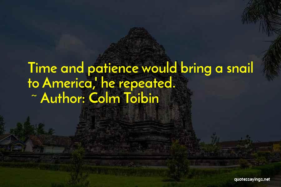 Colm Toibin Quotes: Time And Patience Would Bring A Snail To America,' He Repeated.