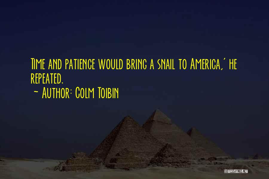 Colm Toibin Quotes: Time And Patience Would Bring A Snail To America,' He Repeated.