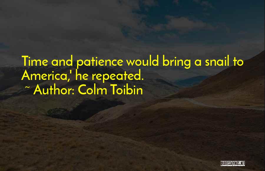 Colm Toibin Quotes: Time And Patience Would Bring A Snail To America,' He Repeated.