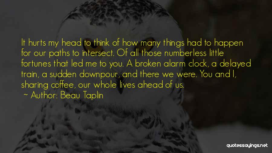 Beau Taplin Quotes: It Hurts My Head To Think Of How Many Things Had To Happen For Our Paths To Intersect. Of All