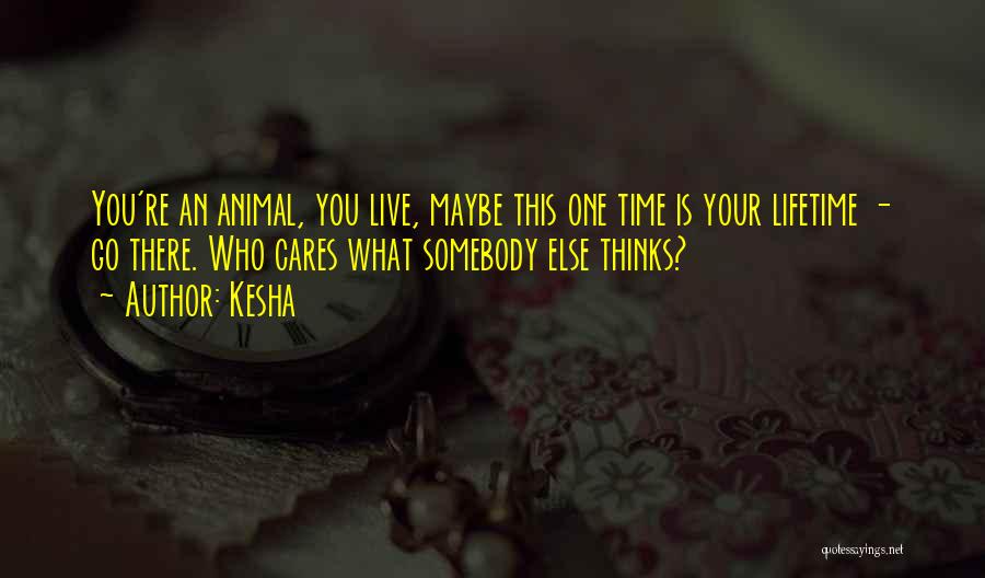 Kesha Quotes: You're An Animal, You Live, Maybe This One Time Is Your Lifetime - Go There. Who Cares What Somebody Else