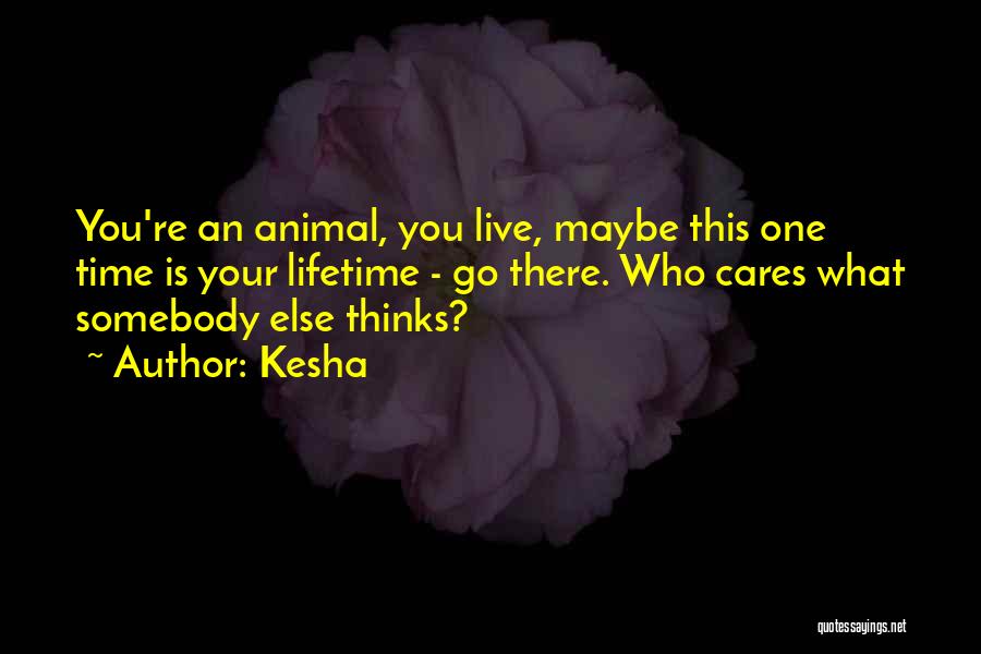 Kesha Quotes: You're An Animal, You Live, Maybe This One Time Is Your Lifetime - Go There. Who Cares What Somebody Else