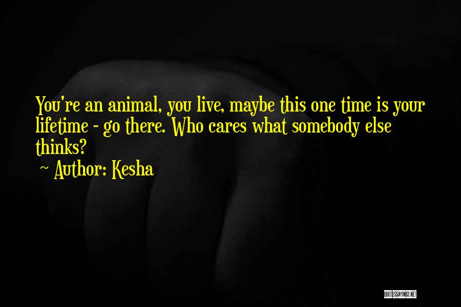 Kesha Quotes: You're An Animal, You Live, Maybe This One Time Is Your Lifetime - Go There. Who Cares What Somebody Else