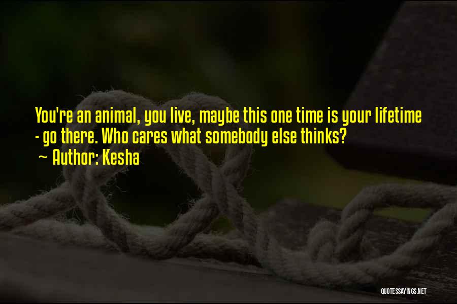 Kesha Quotes: You're An Animal, You Live, Maybe This One Time Is Your Lifetime - Go There. Who Cares What Somebody Else
