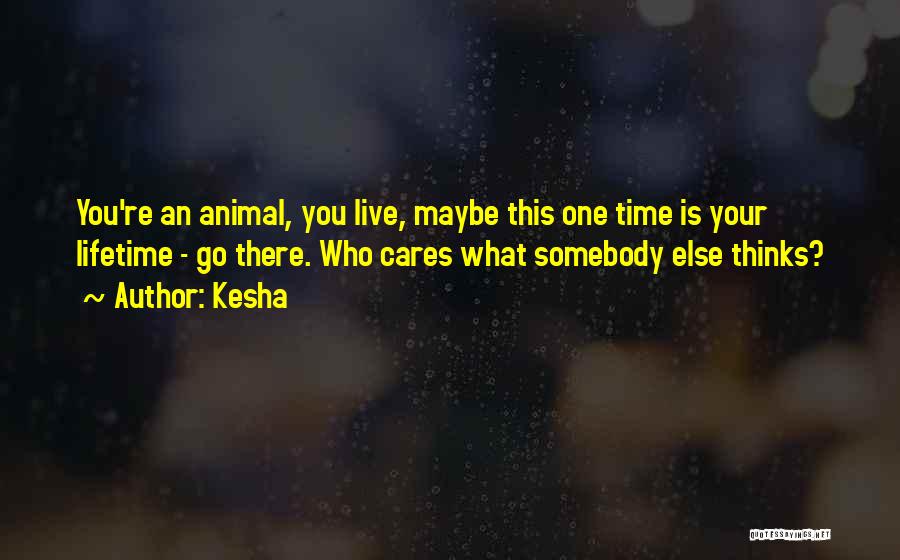Kesha Quotes: You're An Animal, You Live, Maybe This One Time Is Your Lifetime - Go There. Who Cares What Somebody Else