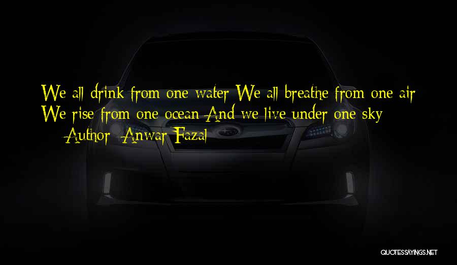 Anwar Fazal Quotes: We All Drink From One Water We All Breathe From One Air We Rise From One Ocean And We Live