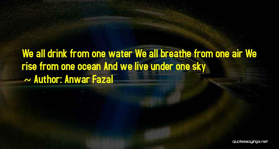 Anwar Fazal Quotes: We All Drink From One Water We All Breathe From One Air We Rise From One Ocean And We Live