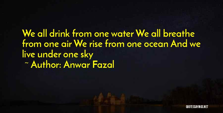 Anwar Fazal Quotes: We All Drink From One Water We All Breathe From One Air We Rise From One Ocean And We Live