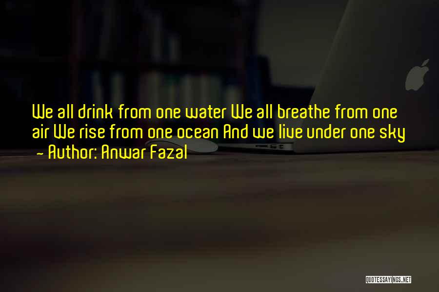 Anwar Fazal Quotes: We All Drink From One Water We All Breathe From One Air We Rise From One Ocean And We Live