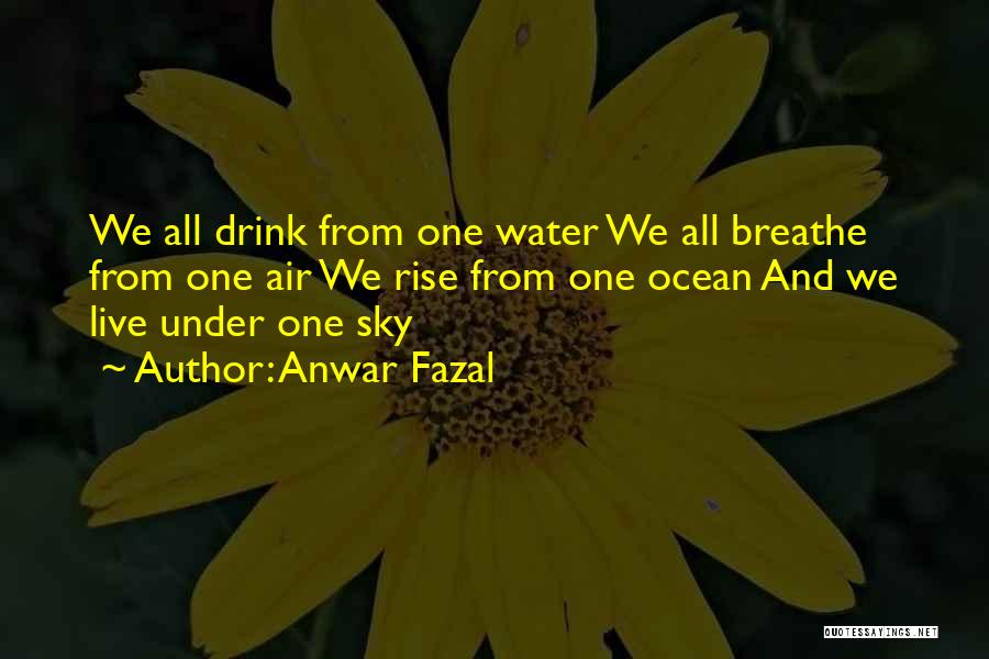 Anwar Fazal Quotes: We All Drink From One Water We All Breathe From One Air We Rise From One Ocean And We Live