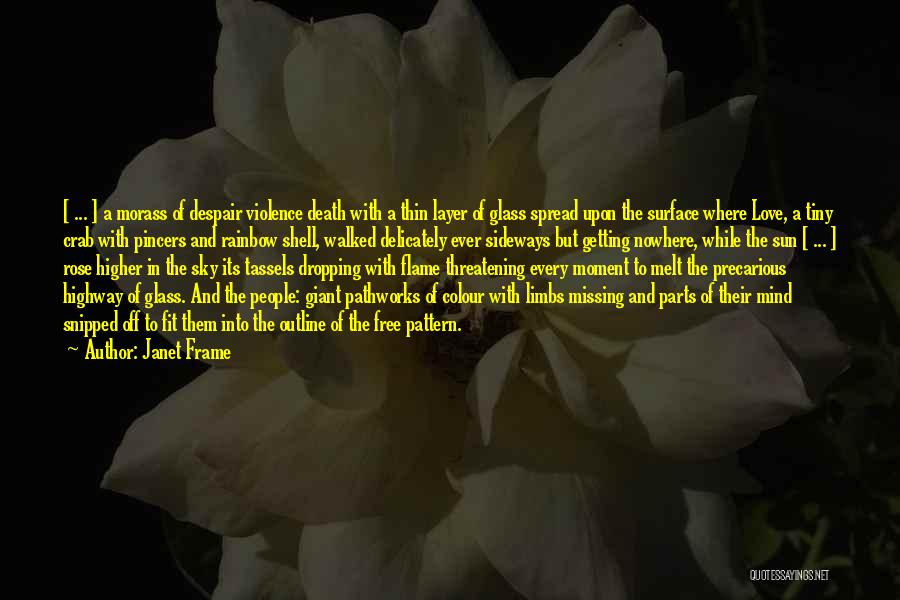 Janet Frame Quotes: [ ... ] A Morass Of Despair Violence Death With A Thin Layer Of Glass Spread Upon The Surface Where