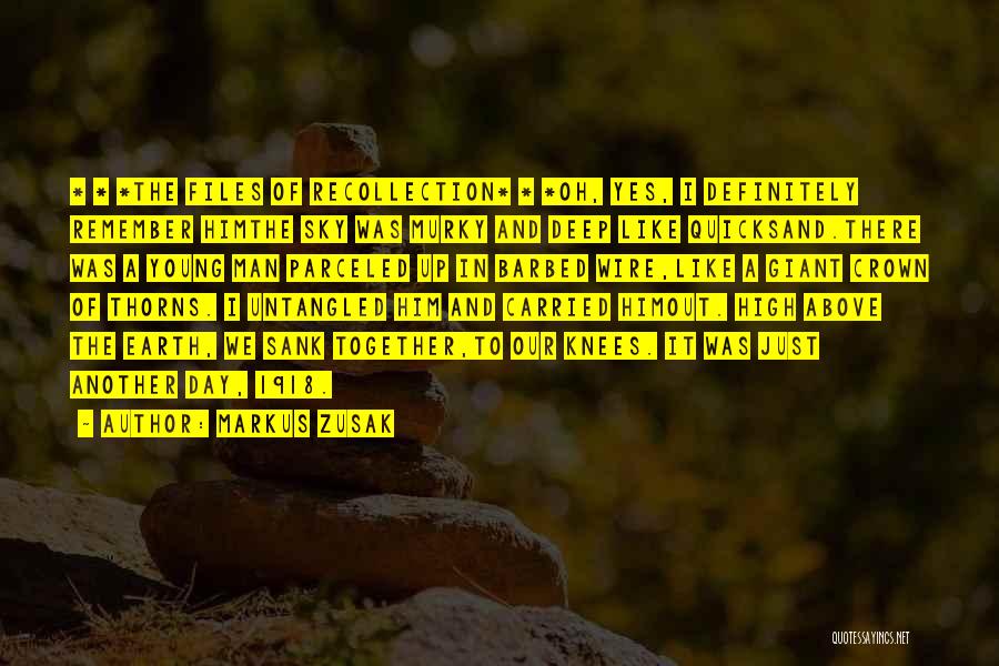 Markus Zusak Quotes: * * *the Files Of Recollection* * *oh, Yes, I Definitely Remember Himthe Sky Was Murky And Deep Like Quicksand.there