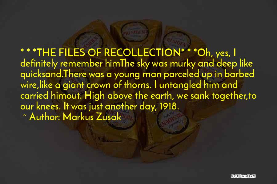 Markus Zusak Quotes: * * *the Files Of Recollection* * *oh, Yes, I Definitely Remember Himthe Sky Was Murky And Deep Like Quicksand.there