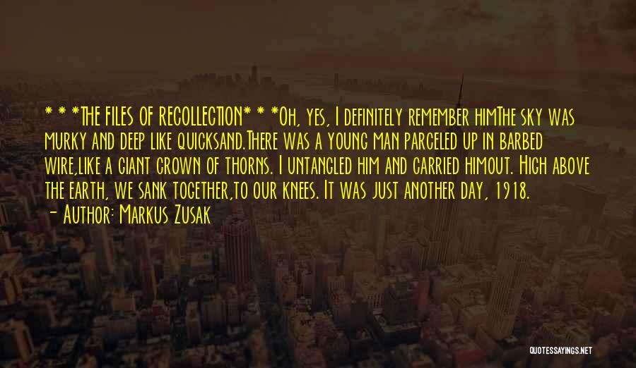 Markus Zusak Quotes: * * *the Files Of Recollection* * *oh, Yes, I Definitely Remember Himthe Sky Was Murky And Deep Like Quicksand.there