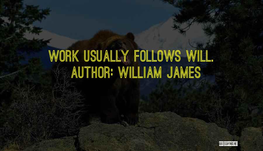 William James Quotes: Work Usually Follows Will.