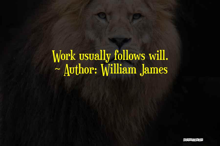 William James Quotes: Work Usually Follows Will.