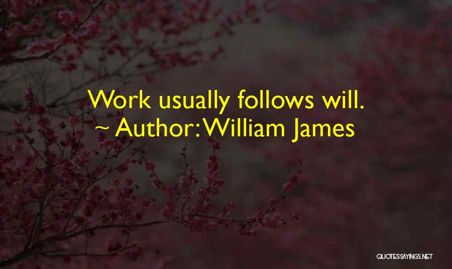 William James Quotes: Work Usually Follows Will.