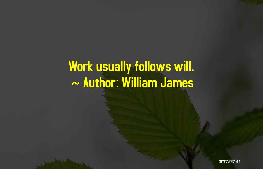 William James Quotes: Work Usually Follows Will.