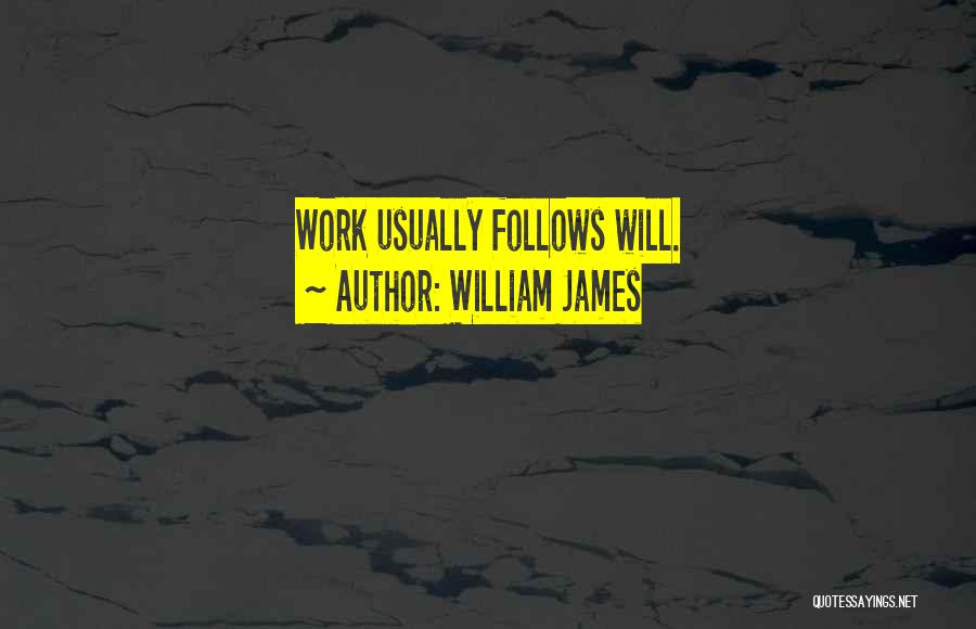 William James Quotes: Work Usually Follows Will.