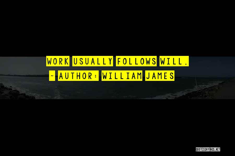William James Quotes: Work Usually Follows Will.