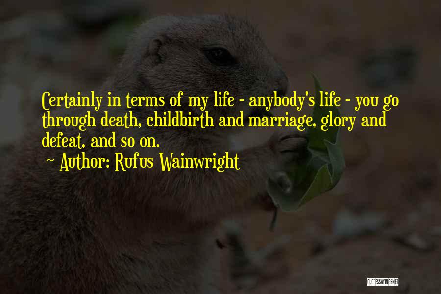 Rufus Wainwright Quotes: Certainly In Terms Of My Life - Anybody's Life - You Go Through Death, Childbirth And Marriage, Glory And Defeat,