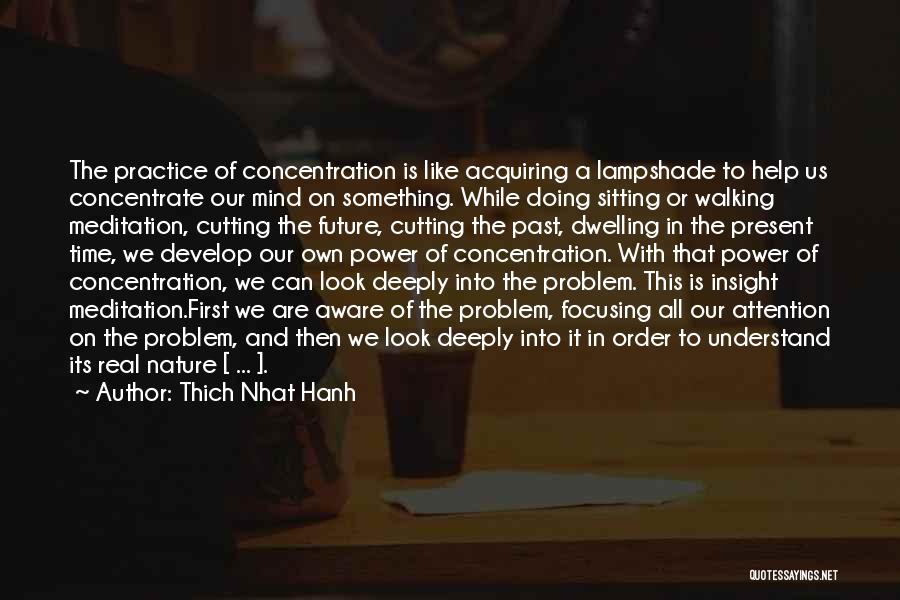 Thich Nhat Hanh Quotes: The Practice Of Concentration Is Like Acquiring A Lampshade To Help Us Concentrate Our Mind On Something. While Doing Sitting