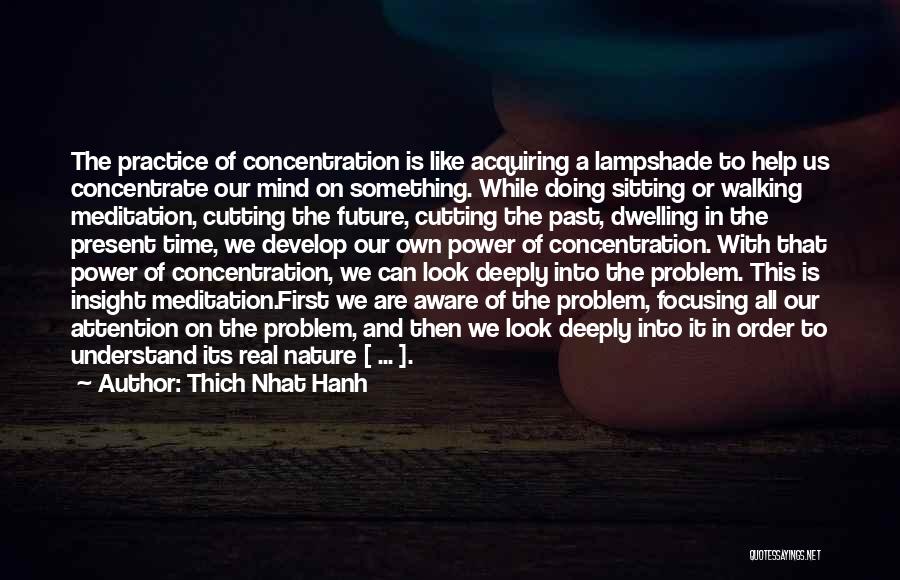 Thich Nhat Hanh Quotes: The Practice Of Concentration Is Like Acquiring A Lampshade To Help Us Concentrate Our Mind On Something. While Doing Sitting