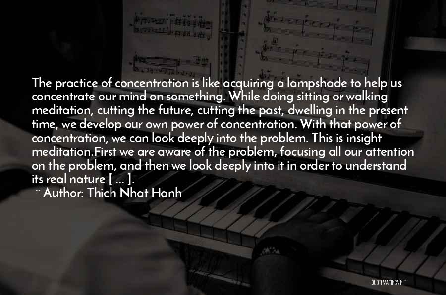 Thich Nhat Hanh Quotes: The Practice Of Concentration Is Like Acquiring A Lampshade To Help Us Concentrate Our Mind On Something. While Doing Sitting