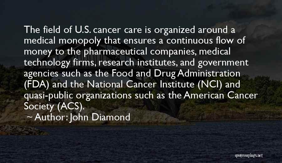 John Diamond Quotes: The Field Of U.s. Cancer Care Is Organized Around A Medical Monopoly That Ensures A Continuous Flow Of Money To