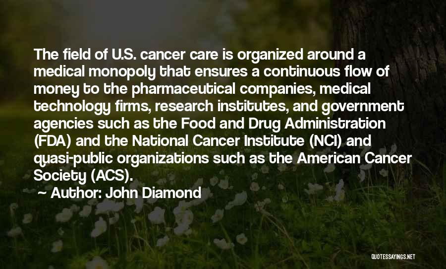 John Diamond Quotes: The Field Of U.s. Cancer Care Is Organized Around A Medical Monopoly That Ensures A Continuous Flow Of Money To