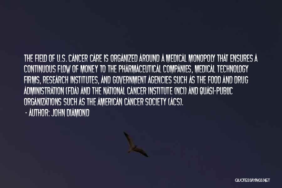 John Diamond Quotes: The Field Of U.s. Cancer Care Is Organized Around A Medical Monopoly That Ensures A Continuous Flow Of Money To