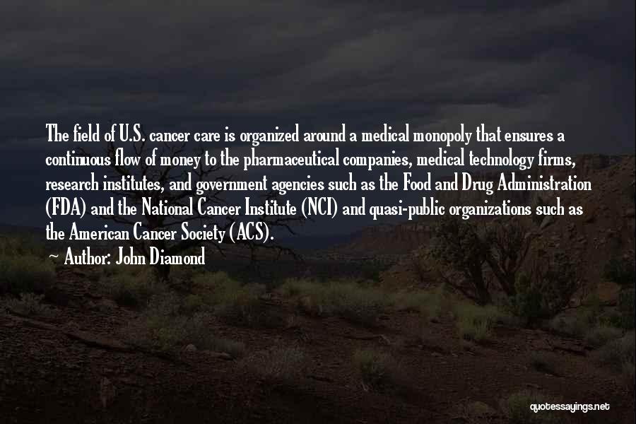 John Diamond Quotes: The Field Of U.s. Cancer Care Is Organized Around A Medical Monopoly That Ensures A Continuous Flow Of Money To