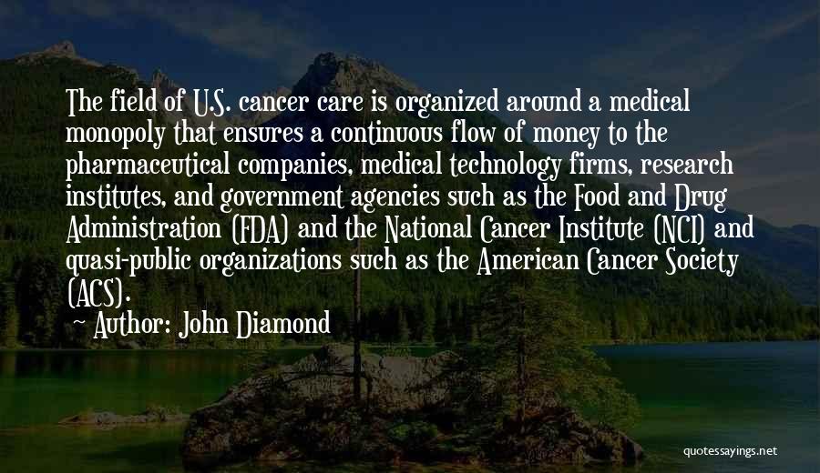 John Diamond Quotes: The Field Of U.s. Cancer Care Is Organized Around A Medical Monopoly That Ensures A Continuous Flow Of Money To