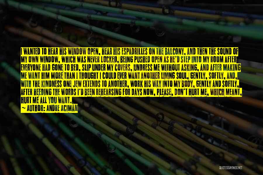 Andre Aciman Quotes: I Wanted To Hear His Window Open, Hear His Espadrilles On The Balcony, And Then The Sound Of My Own