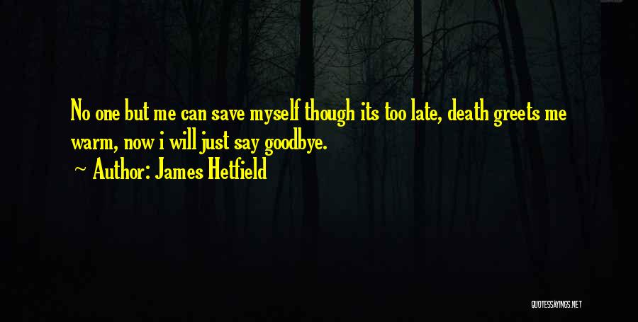 James Hetfield Quotes: No One But Me Can Save Myself Though Its Too Late, Death Greets Me Warm, Now I Will Just Say