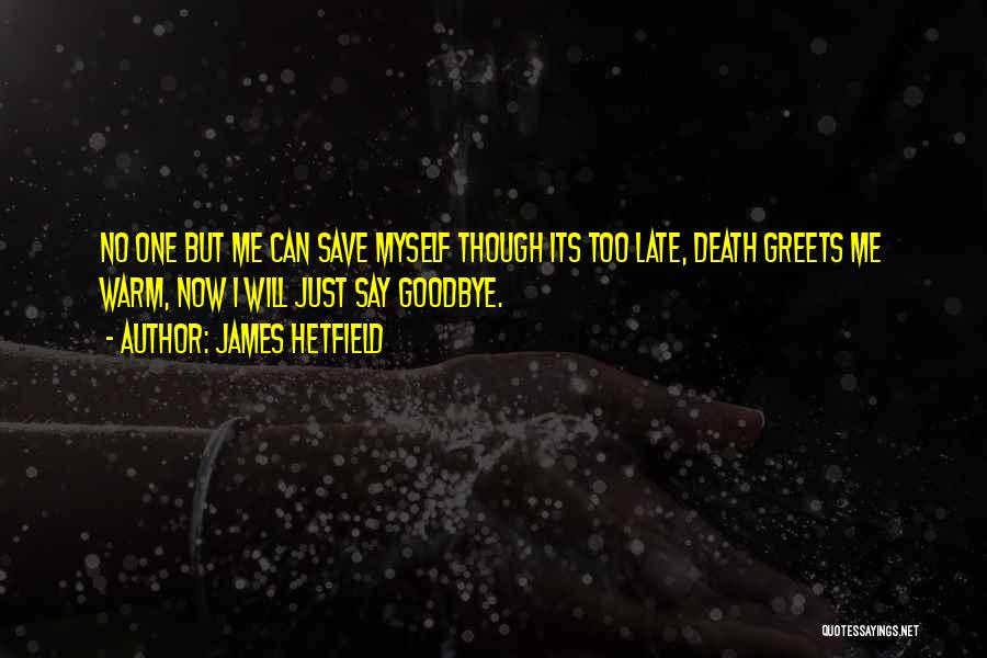 James Hetfield Quotes: No One But Me Can Save Myself Though Its Too Late, Death Greets Me Warm, Now I Will Just Say