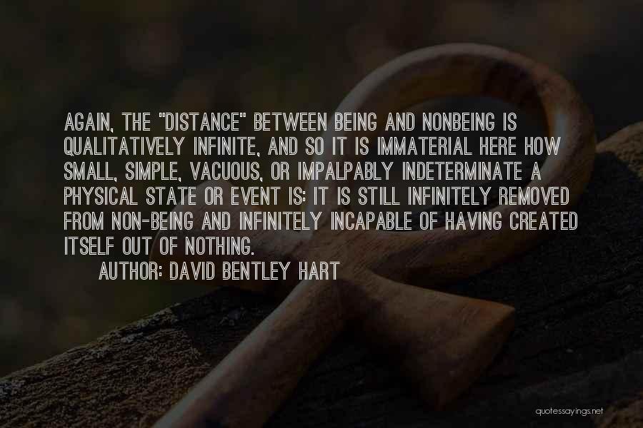 David Bentley Hart Quotes: Again, The Distance Between Being And Nonbeing Is Qualitatively Infinite, And So It Is Immaterial Here How Small, Simple, Vacuous,