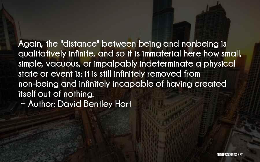 David Bentley Hart Quotes: Again, The Distance Between Being And Nonbeing Is Qualitatively Infinite, And So It Is Immaterial Here How Small, Simple, Vacuous,